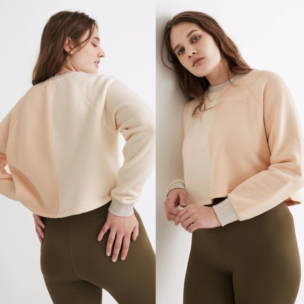 Madewell MWL Airyterry Colorblock Crop Sweatshirt - size Medium
